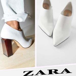 Zara geometric high heels white pointed toe